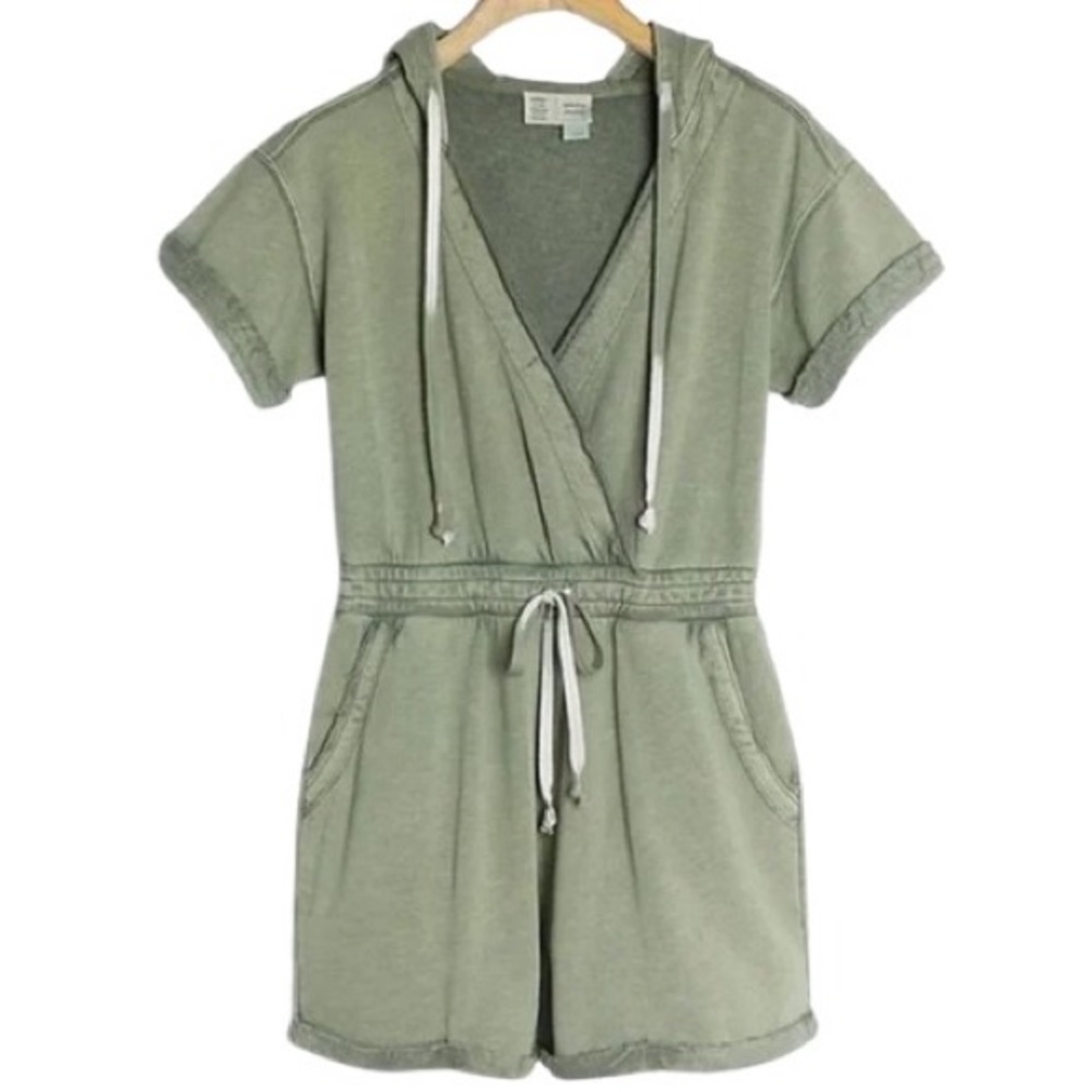 Anthropologie Saturday Sunday Green Kendall Hooded Romper
